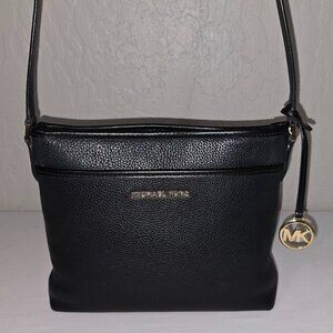 Michael Kors Bedford Small North South Black Pebbled Grain Leather Crossbody Bag